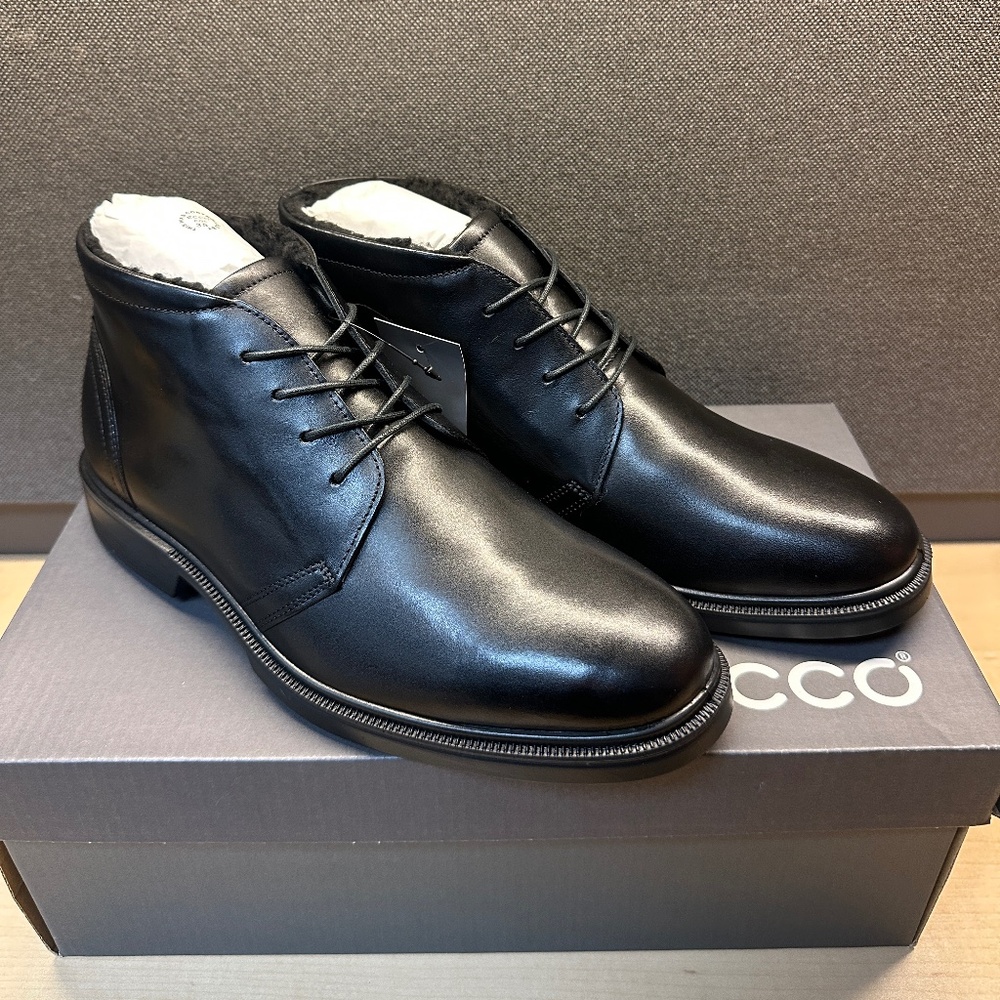 NIB! RARE! Ecco Mens Maitland Boots 855294 In Black Leather Size EU40/ US6-6.5
